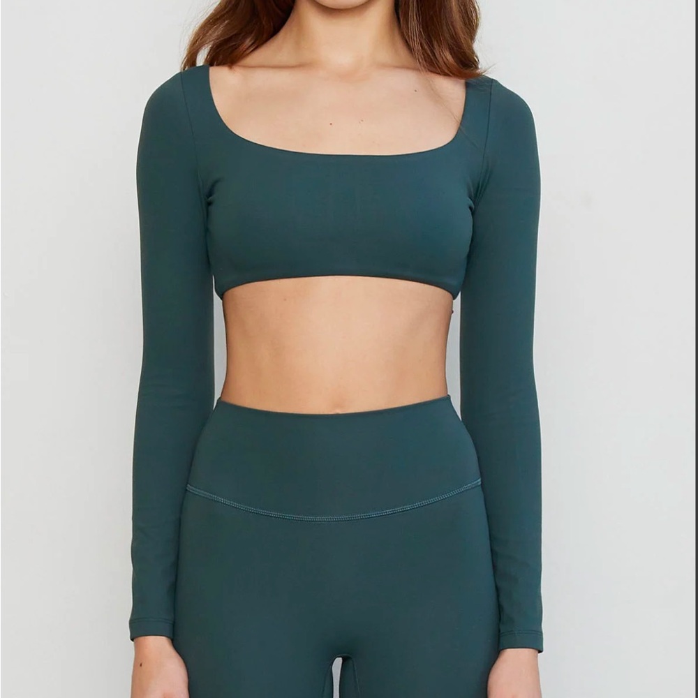 Pine/Teal Long Sleeve Athleisure Crop Top